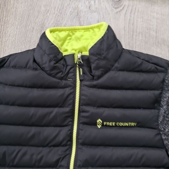 Free Country Womens M Black Green Down Filled Quilted Puffer Long Sleeve Jacket - Picture 2 of 13